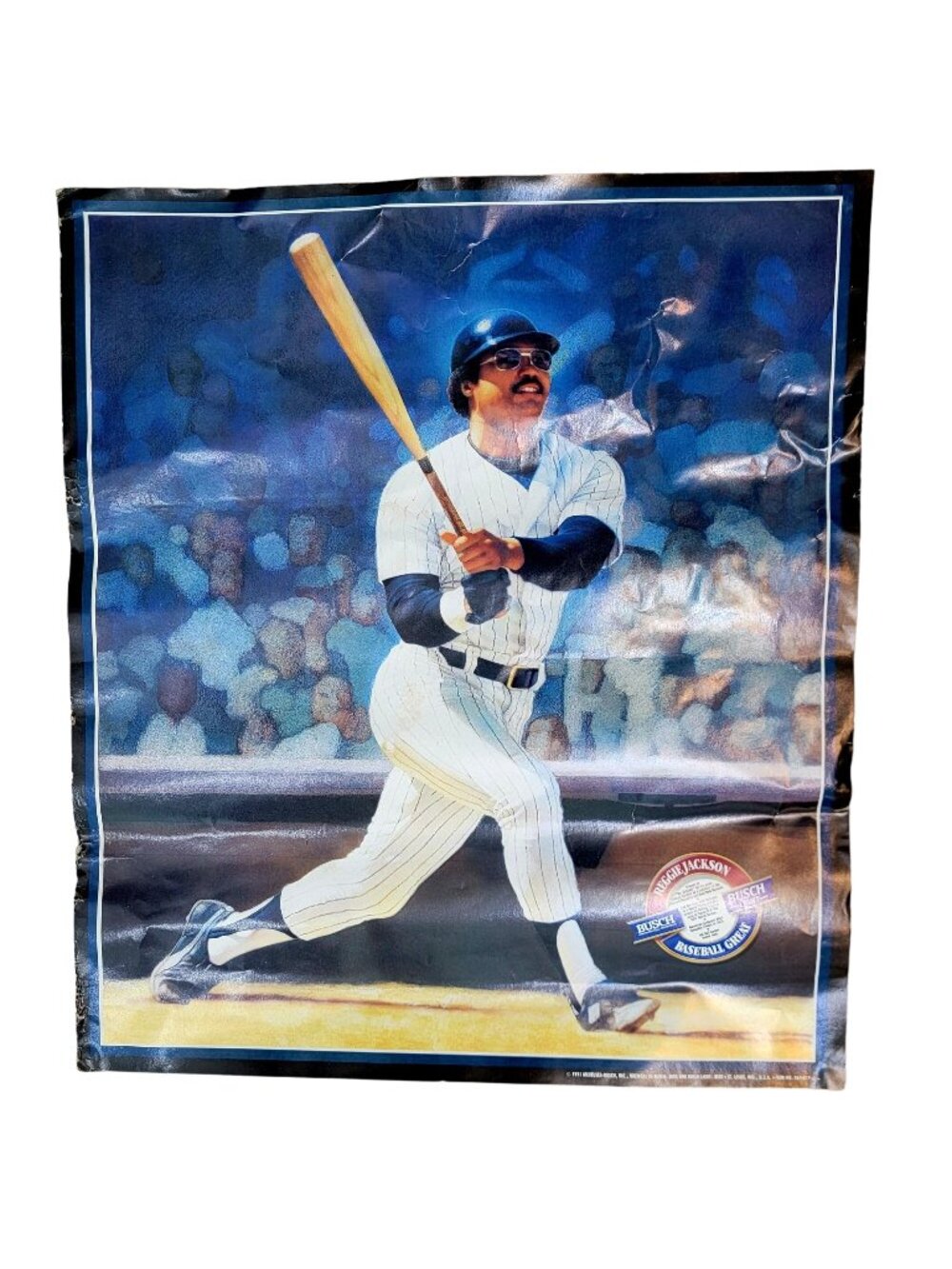 1991 Reggie Jackson Wall Poster Vintage 90s Anheuser Busch Baseball Great Home